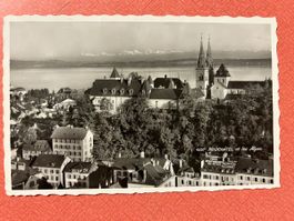 Alte Ansichtskarte Neuchâtel und Alpen 1938