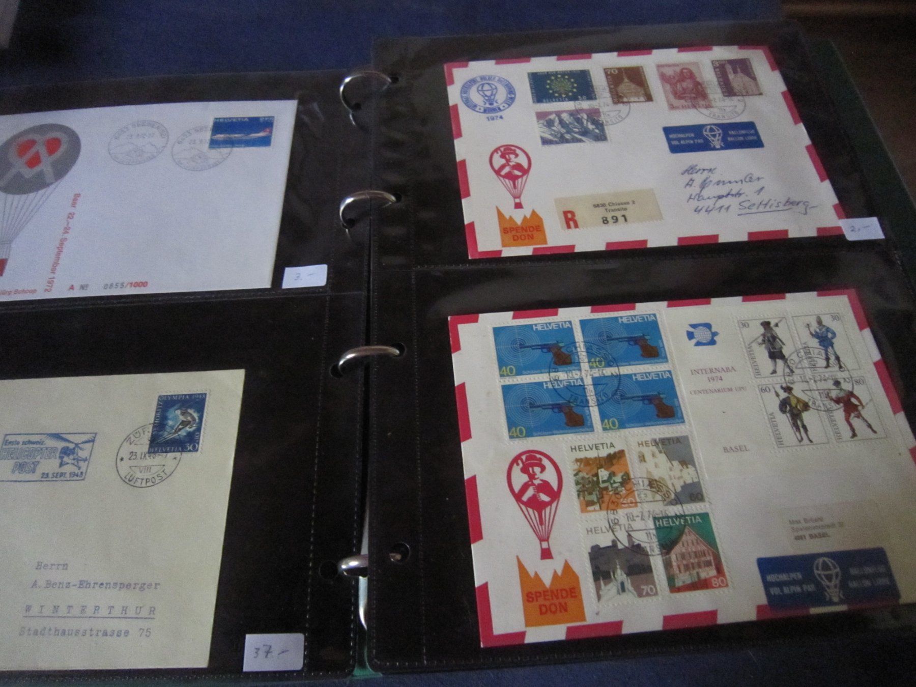 Tutti i francobolli: 1 Album mit 40 Briefe FLUGPOST – Usato da Giubiasco venduto da sal_9j6w