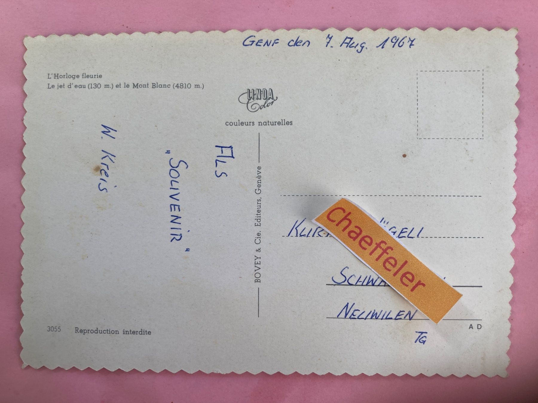 Cartoline postali: 1967 Genève -  Swissair – Usato da Zürich venduto da Chaeffeler 1