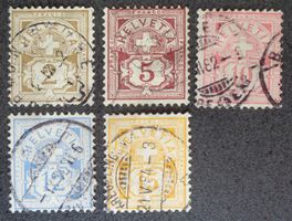 SWITZERLAND 1882: Chiffre, papier blanc, 5 à 15 c, O