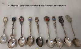 MOCCA-LÖFFELCHEN mit Punzen 9 Stück (Silber & versilbert)