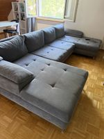 XXL Wohnlandschaft Sofa grau mit Schlaffunktion & grossem 
