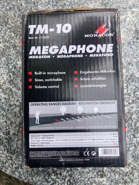 Microphones: Megaphon mit Mikrofon und Sirene – Neuf (Voir description) à Rumlikon par Ambiente_Brocante 1
