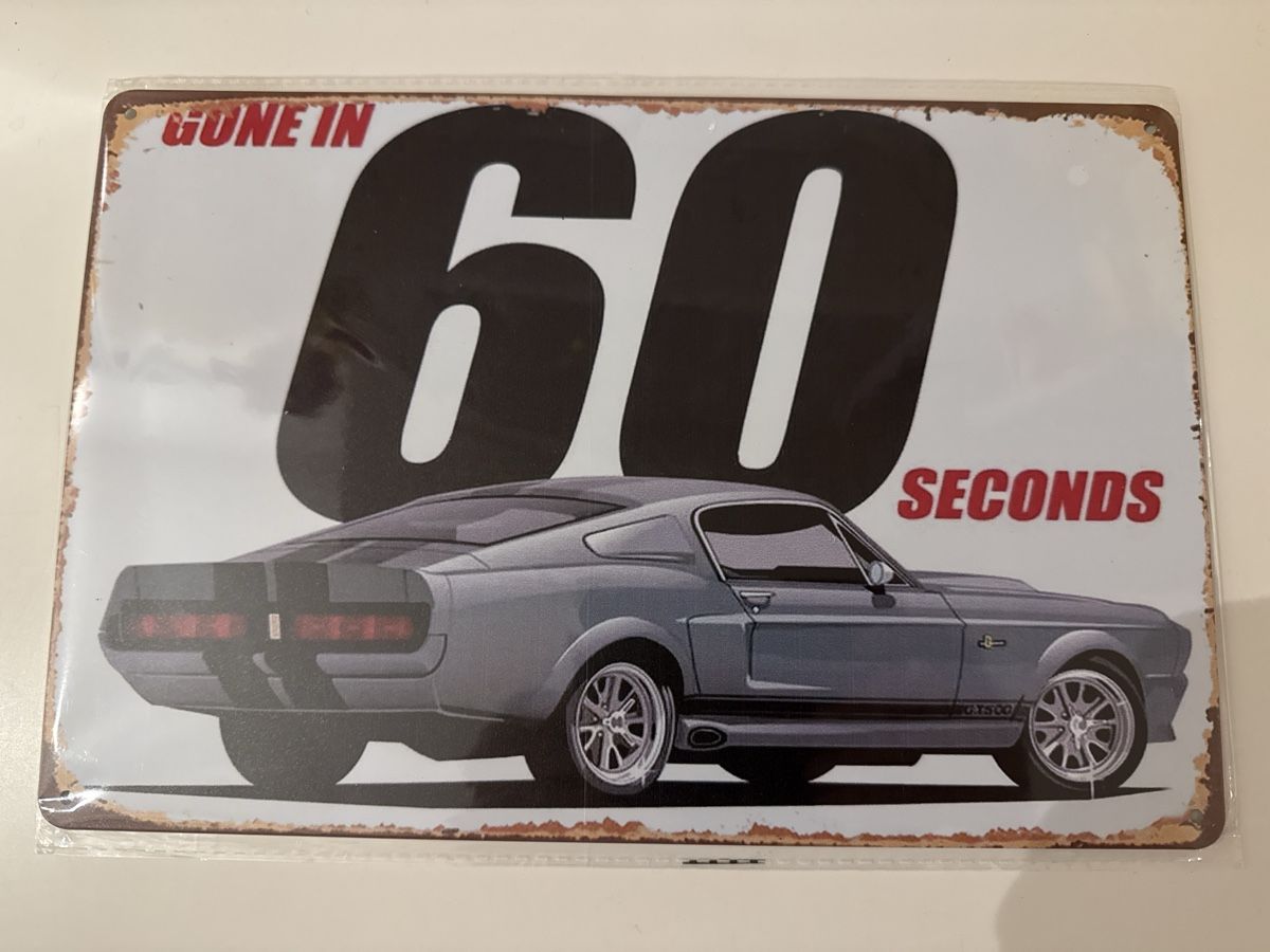 Insegne: Mustang Blechschild - Gone in 60 Seconds - Deko! – Nuovo e nell'imballaggio originale da Basel venduto da Zomeg