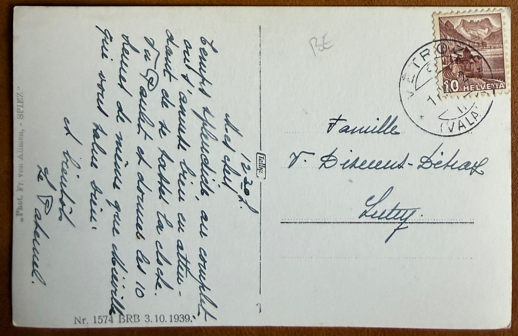 Cartoline postali: Spiez - Baden - 1942 – Usato da Lutry venduto da Ediego 2