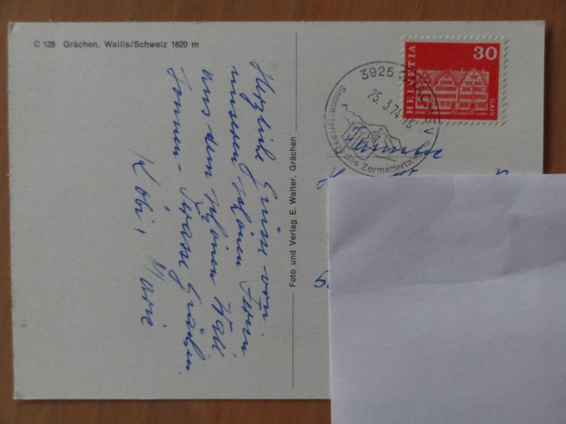 Ansichtskarten: Grächen - VS - 1974 – Gebraucht aus St Léonard von Riglin 1