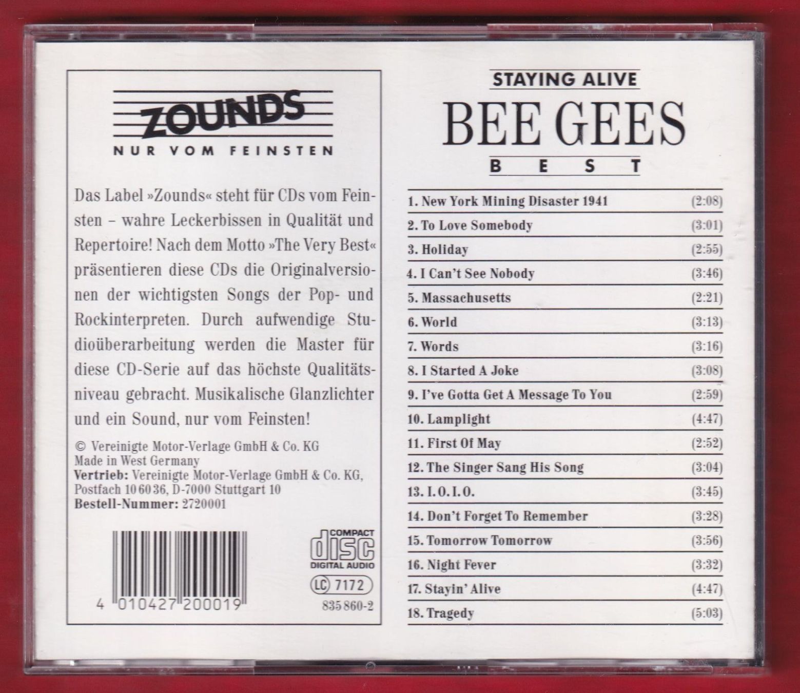 CDs: Bee Gees - Best - Staying Alive (CD) – Gebraucht aus Zürich von Pfluftl2000 1
