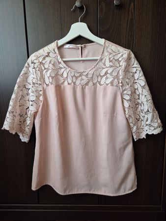 Elegante Bluse in Altrosa mit Spitze Janina – ca. Gr. M