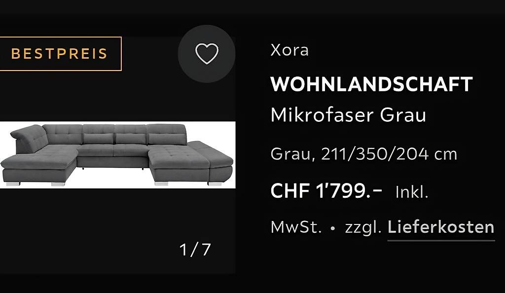 Sofas: Xora Wohnlandschaft Sofa

WOHNLANDSCHAFT

Mikrofaser Grau – Gebraucht aus Hindelbank von Ghost_11 1