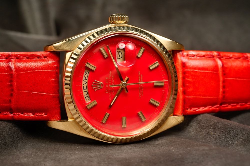 Rolex Orologi: Rolex 1803 Day-Date 1974 Original 18Kt. Gold Red Dial Watch – Usato da Morcote venduto da chronoservice 9