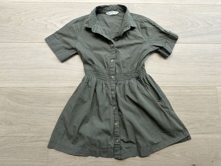 Jolie robe effet safari vert kaki 5-6 ans 116cm Mango 