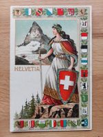 Präge-AK Helvetia Schweiz Kantonswappen Matterhorn