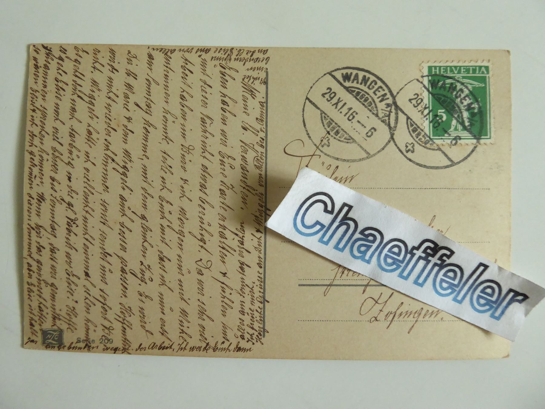 Ansichtskarten: 1916   Ansichtskarte mit Nelken – Gebraucht aus Zürich von Chaeffeler 1