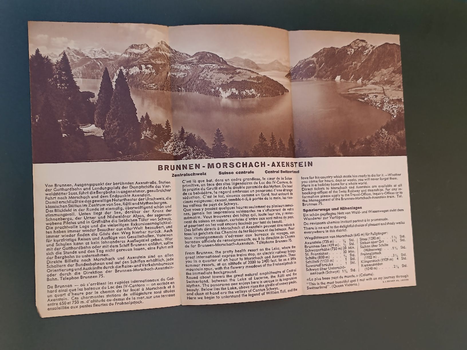 Documenti: Alter Prospekt / Brunnen - Morschach - Axenstein ca. 1930 – Usato da Brugg AG venduto da Ente015 1