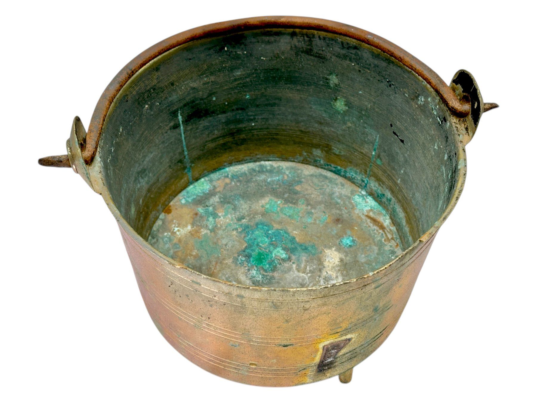 Pentole: Ancienne marmite tripode en bronze avec pieds et anse – Usato da Morges venduto da Auct 7