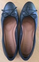 Black Leather Bow Flat Ballerina Pumps - 6.5 UK / 40 EU