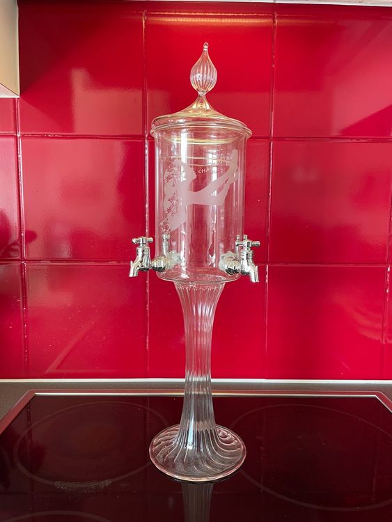 Fontaine à Absinthe En Métal Style "Lady" Avec 4 Robinets - Reproduction Artisanale Belle Époque - Hauteur 60 Cm, Capacité 2L