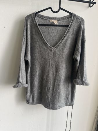 DKNY Jeans Pullover mit Pailletten – Grau – Grösse M