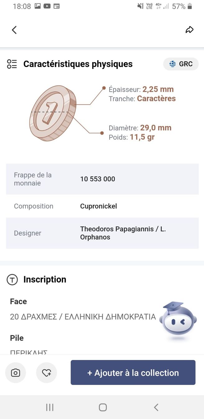 Tutti le monete: Pièce grecque 20 Drachmes 1986 - Collection! – Usato da La Chaux-de-Fonds venduto da Marteaux 3