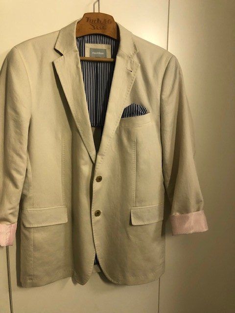 Maddison Giacche: Herren-Blazer, Maddison, 48, beige mit farbigem Futter – Usato da Hünenberg See venduto da dustein