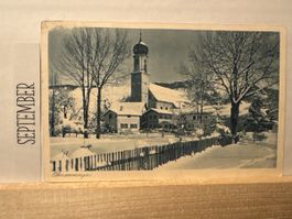 AK von Kirche & Dorfpartie Oberammergau