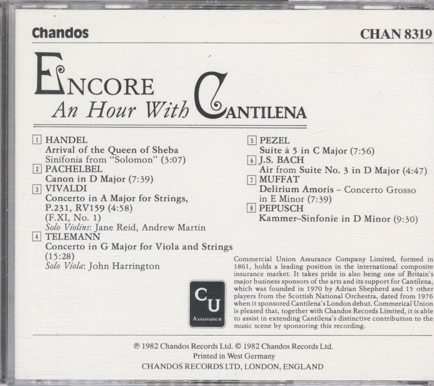 CD: Encore An Hour With CANTILENA Adrian Shepherd Near Mint CD – Usato da Genève venduto da Cockattoo 1