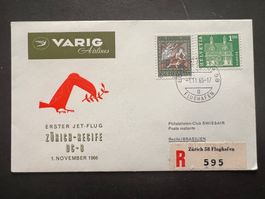 Flugbrief Yarig Airlines  Zürich-Recife 1966  (P999)