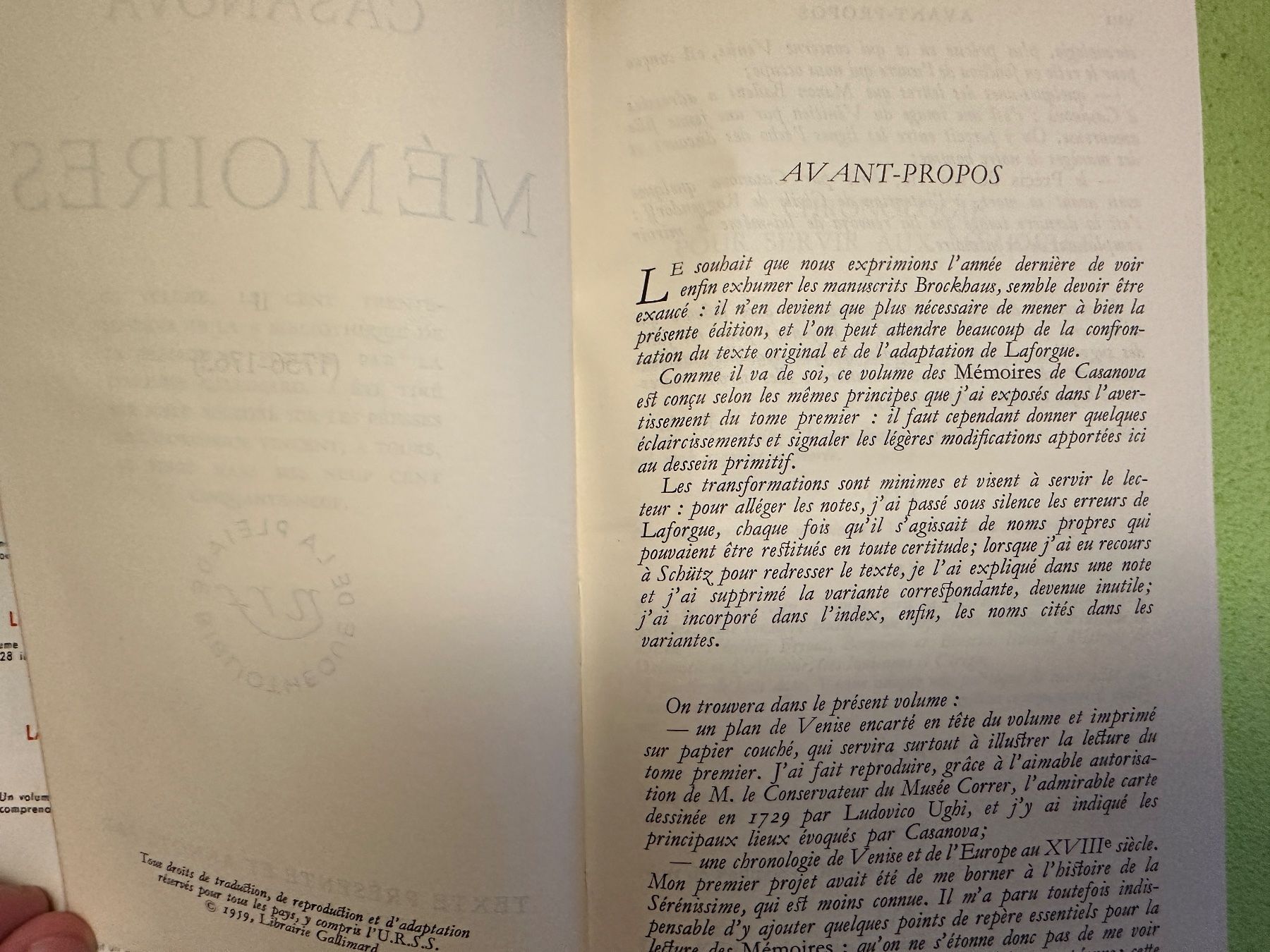 Libri: Casanova: Mémoires II. – Usato da Zürich venduto da allp 4