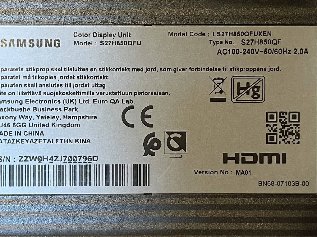 Monitor: Écran Samsung 27" QHD S27H850QFU – Usato da Lausanne venduto da Dengel2704 1