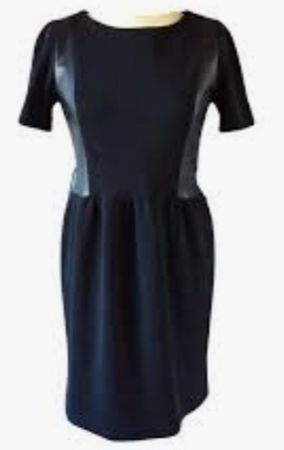 Robe noire Sandro style chic avec empiècements cuir, T.2