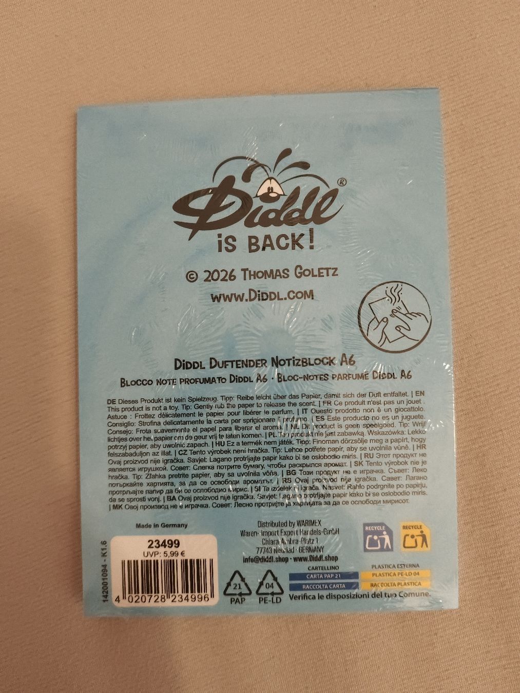 Blocchi: Diddl Duftender Notizblock A6 neu – Nuovo e nell'imballaggio originale da Uesslingen venduto da donna0301 2
