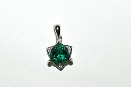 Silber Anhänger mit Grünem Zirkonia, neu