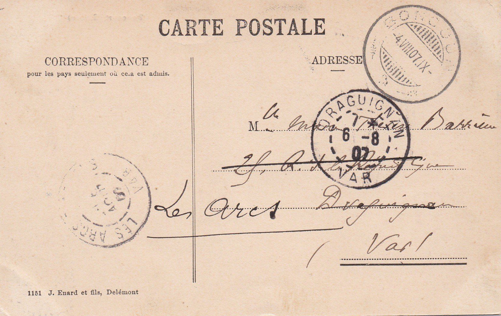 Ansichtskarten: AK - Boncourt - gel. 4.8.1907 – Gebraucht aus Fribourg von schnalla92 1