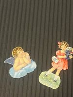 Angioletti e Bambina con fiori vintage adesivi 2 pz