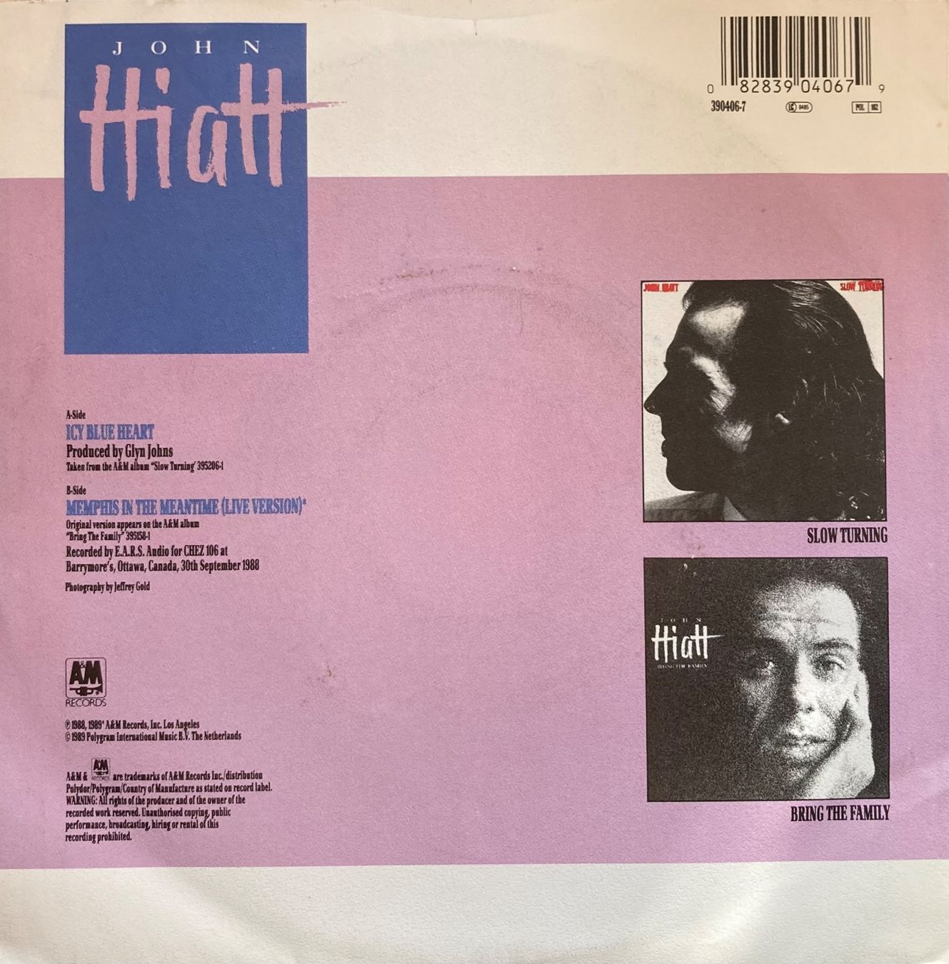 Schallplatten: JOHN HIATT - ICY BLUE HEART – Gebraucht aus Poliez-Pittet von Newtown-Records 1