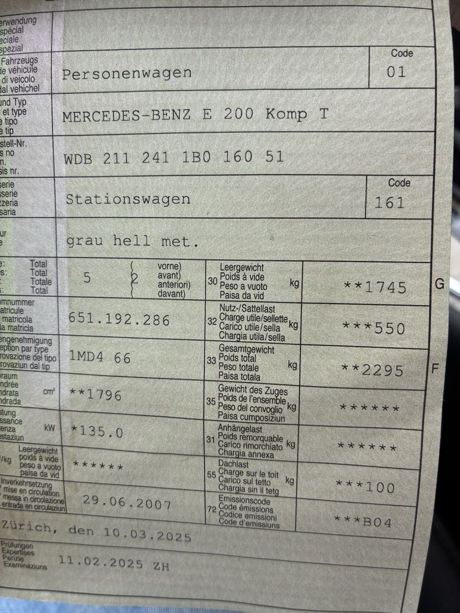 Mercedes-Benz Automobili: Mercedes-Benz E 200 Komp T – Usato da Weisslingen venduto da vaz_hxb2 8