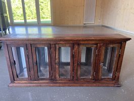 Antike Holz-Vitrine / Schaukasten – 93,5 × 19 × 19 cm