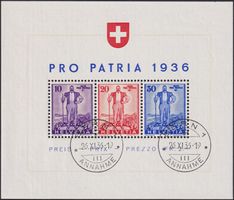 1936, W8 PRO Patria Luxusblock von BERN, Kat: 300.-++