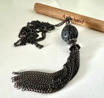 86 cm Longkette Lava 10 cm Anhänger & schwarze Kettenquaste