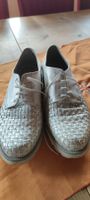 Damen Halbschuh Gabor echt Leder  gr. 39.5 Silber geflochten