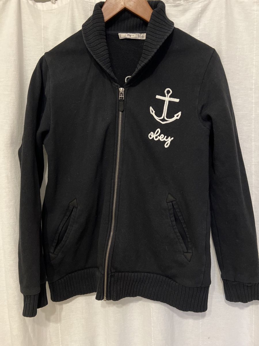Obey Giacche: Obey Full Zip / Schwarze Sweatjacke Grösse S – Usato da Luterbach venduto da vatab
