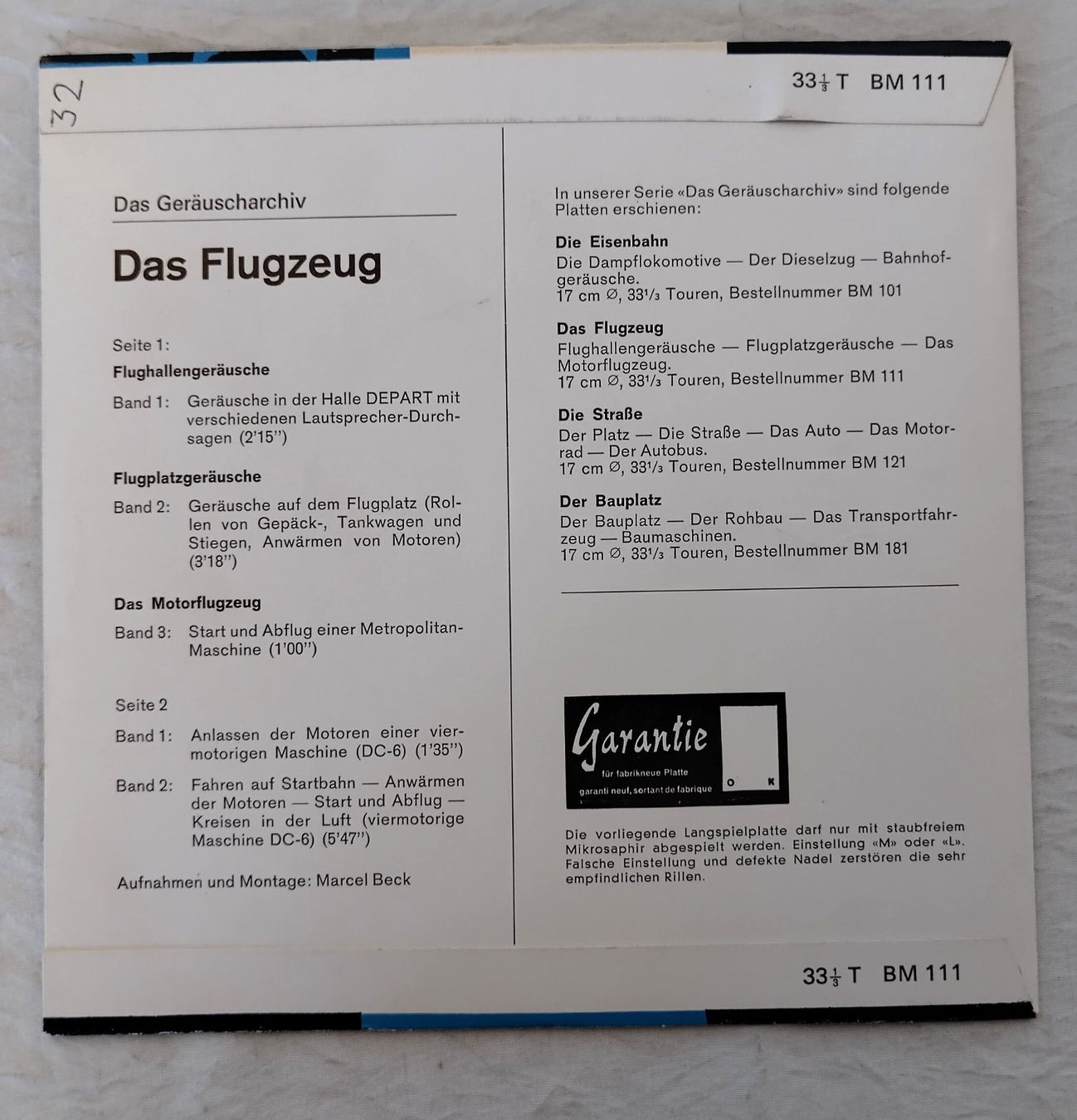 Schallplatten: Heinz Stieger / Das Geräuscharchiv: "Das Flugzeug"  Mini LP – Gebraucht aus Bellach von JingleJerry 1