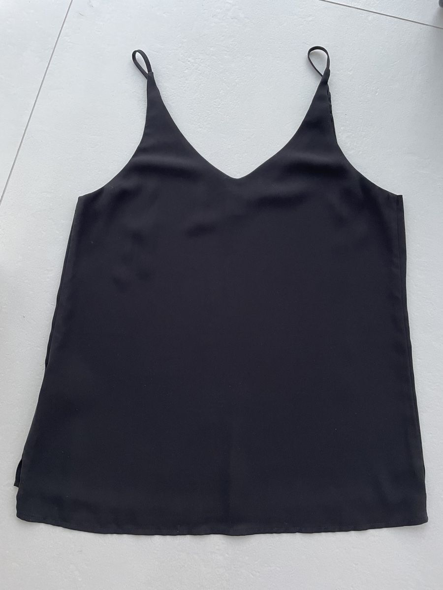 Zebra Top: Elegantes Seidentop, schwarz, Grösse S – Usato da Gümligen venduto da ani_c7v6