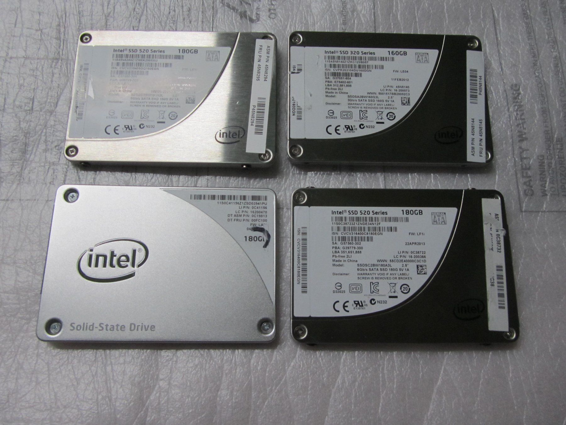 Intel Harddisks: 4× Intel SSD (180GB,160GB) – Gebraucht aus moosseedorf von RTN10
