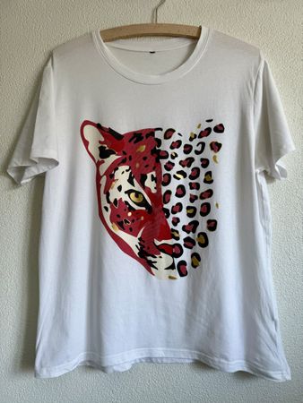 Weisses T-Shirt mit speziellem Tiger-Print, Grösse L/ XL