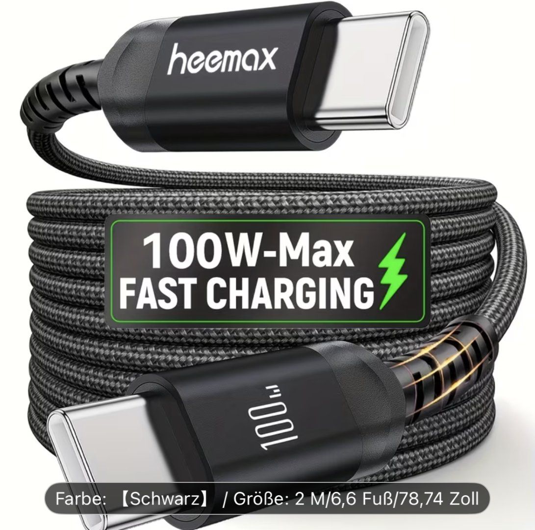 Kabel: Neues USB-C Daten und Ladekabel schwarz 100W – Neu und originalverpackt aus Altenrhein von marcow313