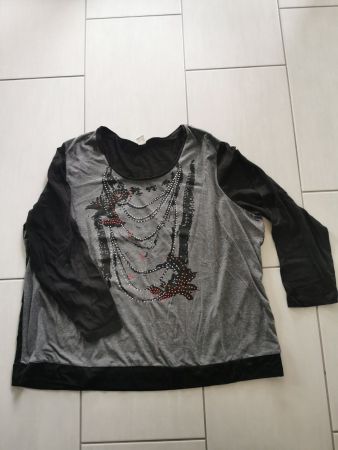 Grau-schwarzer dünner Pulli, Gr. 52