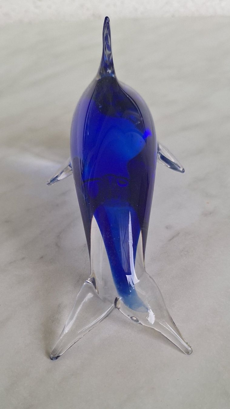 Figuren: Zwei süsse Delfine, Glas, Briefbeschwerer – Gebraucht aus Weinfelden von Yenas10 5