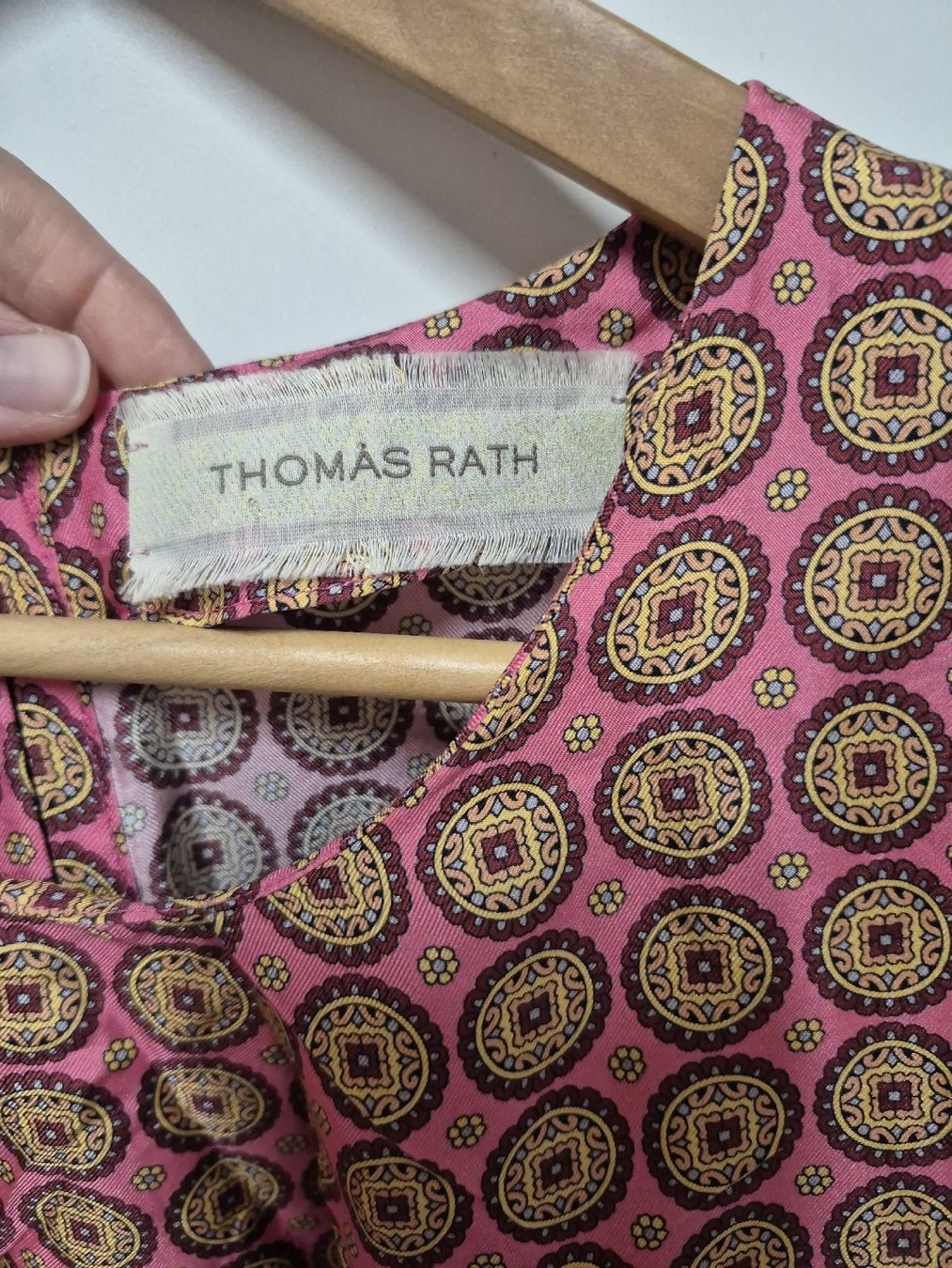 Camicette: Thomas Rath Seidenbluse Gr.36 Seide, rosa, Muster – Usato da Merligen venduto da muss_haben 4