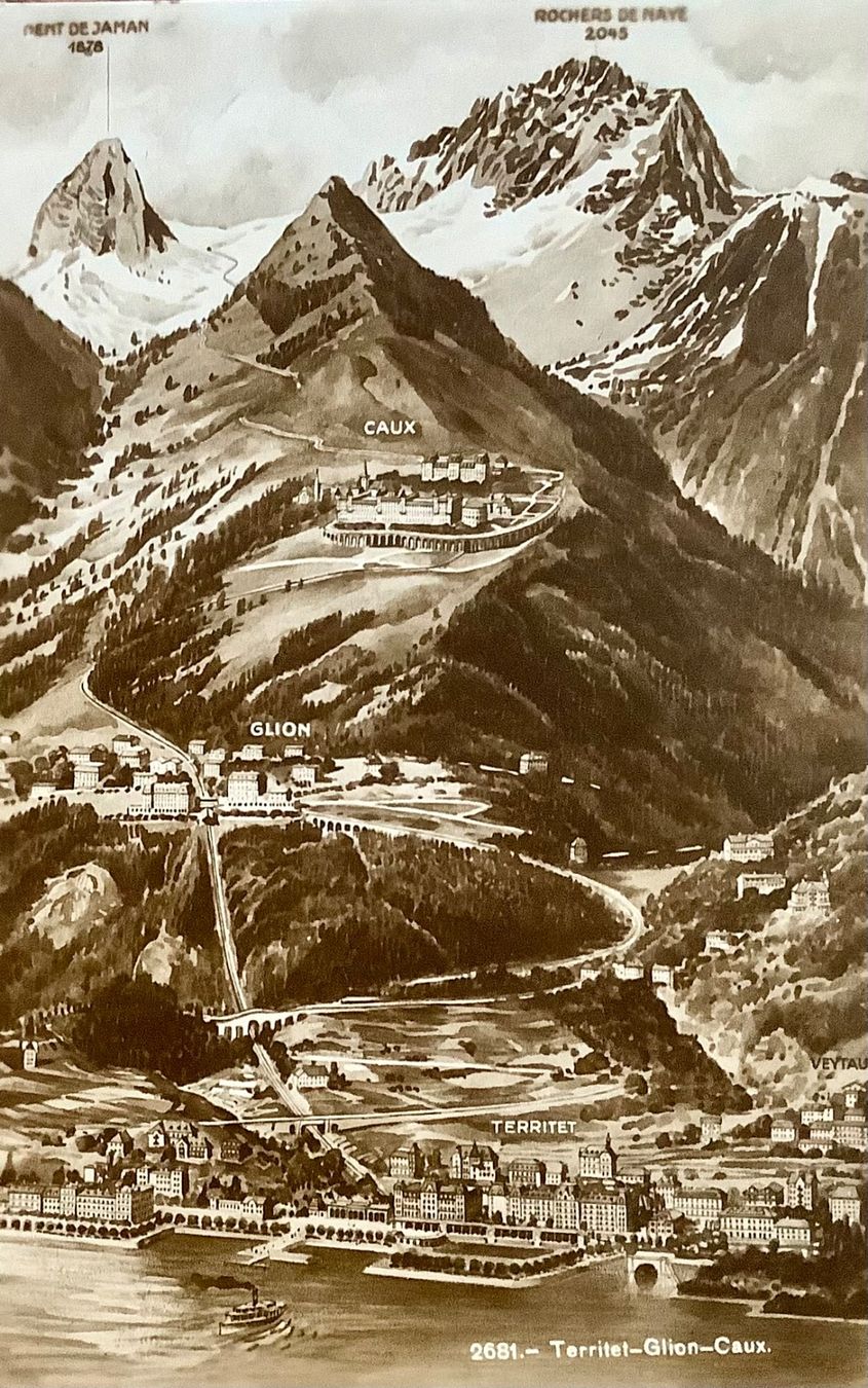 Cartoline postali: Relief Ansicht - TERRITET - GLION - CAUX - Lac Leman – Usato da Root venduto da ENGLAND-TREASURES 1